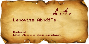 Lebovits Abbás névjegykártya